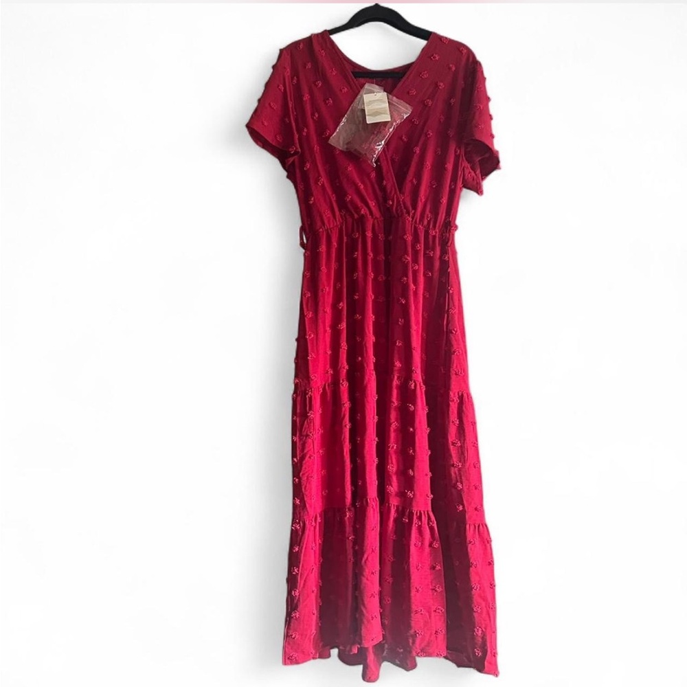 Boho Dress Short Sleeve Lace Up Casual Flowy A Line Beach Vacation Long Dress